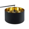 Arcchio lámpara de pie arqueada Mossa, 200 cm, negro-oro, textil
