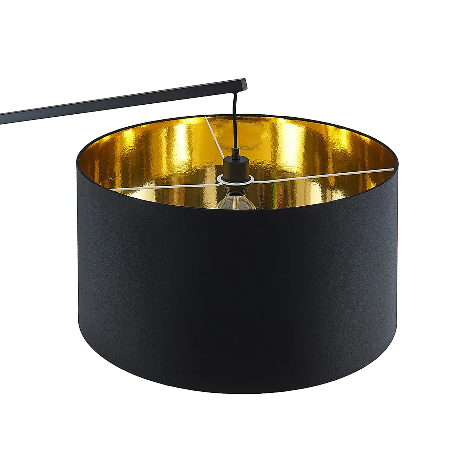 Arcchio lámpara de pie arqueada Mossa, 200 cm, negro-oro, textil