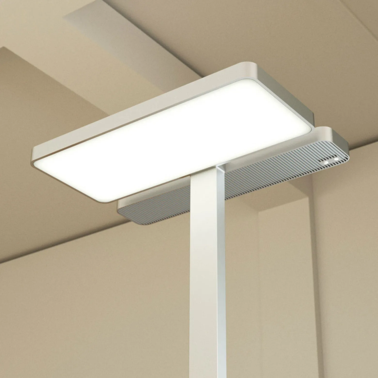 Arcchio lámpara de pie LED para oficina Aila, plata, sensor de luz diurna
