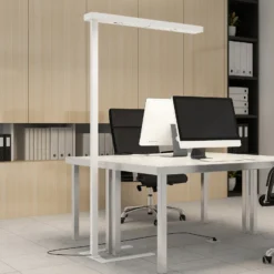 Arcchio lámpara de pie LED para oficina Susi, blanca, sensor, regulador táctil