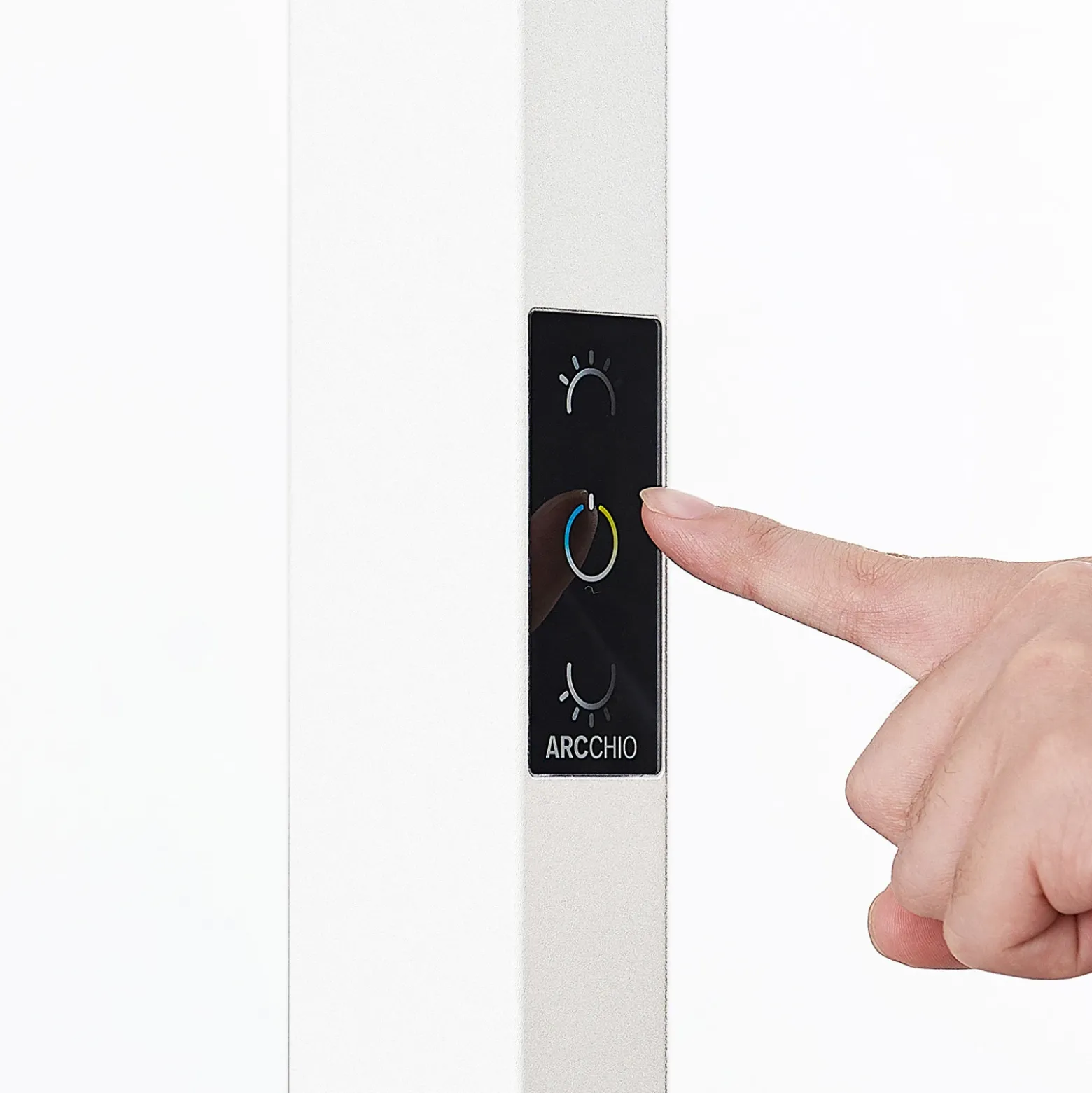 Arcchio lámpara de pie LED para oficina Susi, blanca, sensor, regulador táctil