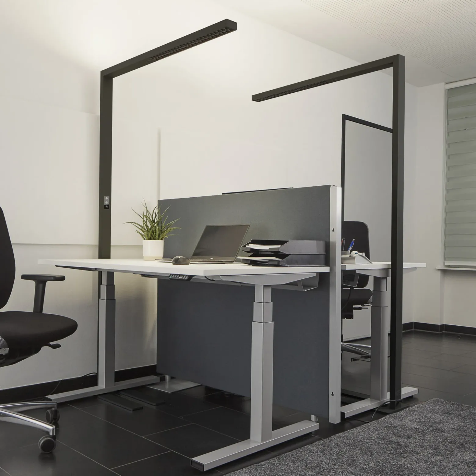 Arcchio Lámpara de pie LED para oficina Jolinda, set de 2, negro, 4.000K