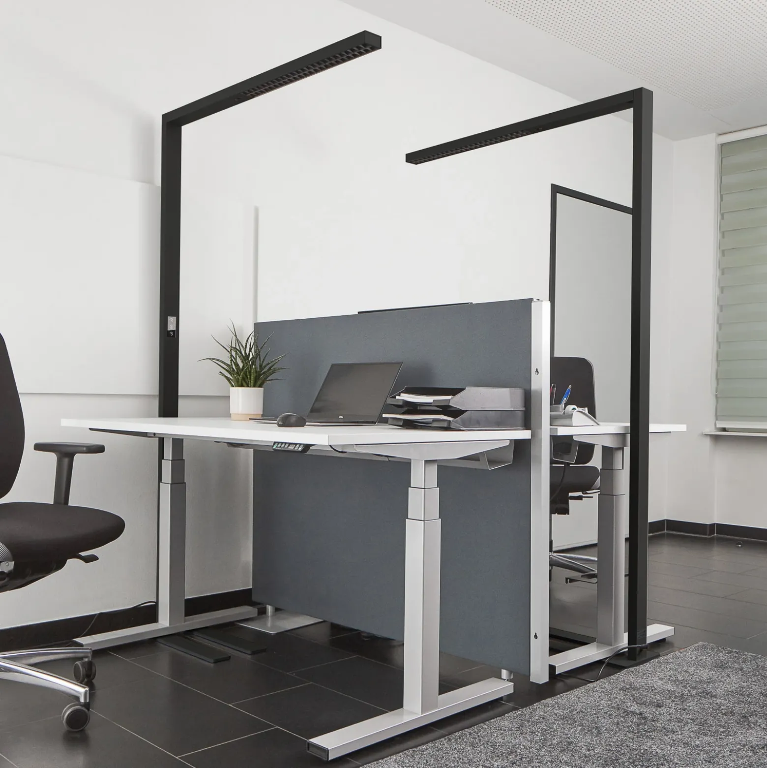 Arcchio Lámpara de pie LED para oficina Jolinda, set de 2, negro, 4.000K