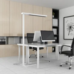 Arcchio Lámpara de pie LED para oficina Susi, set de 2, blanca, sensor