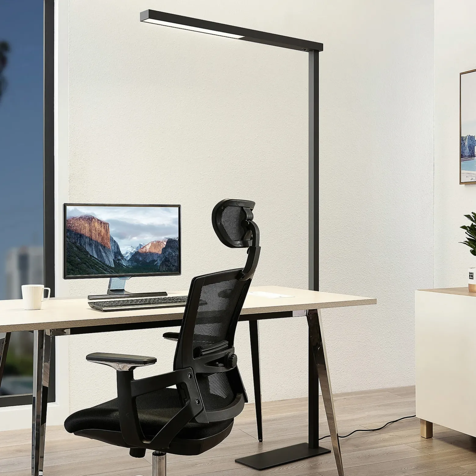 Arcchio lámpara de pie LED para oficina Tamilo, negro, metal, 194cm