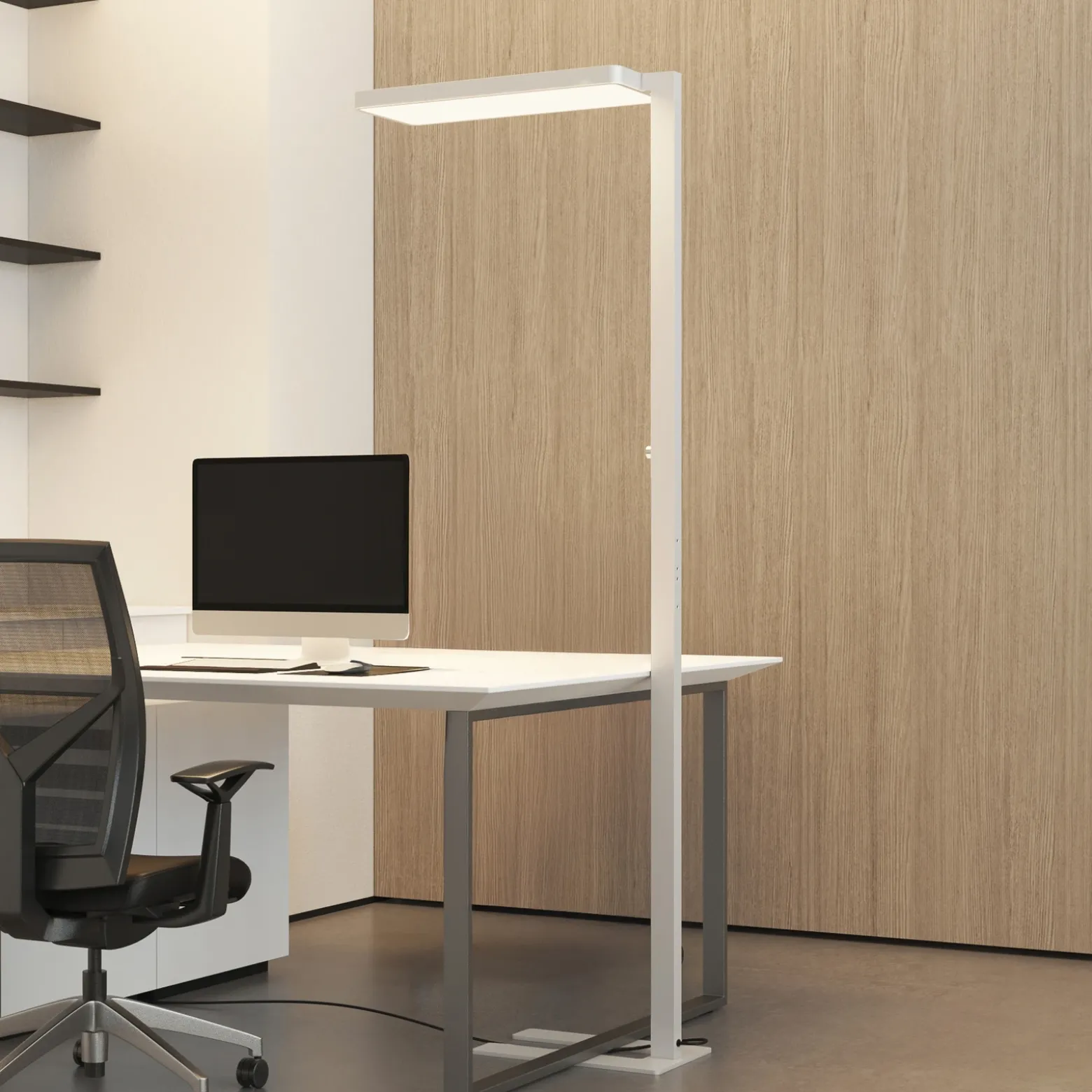 Arcchio lámpara de pie LED Timon, 195 cm, blanca, 54 W, aluminio