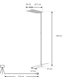 Arcchio lámpara de pie LED Timon, 195 cm, blanca, 54 W, aluminio