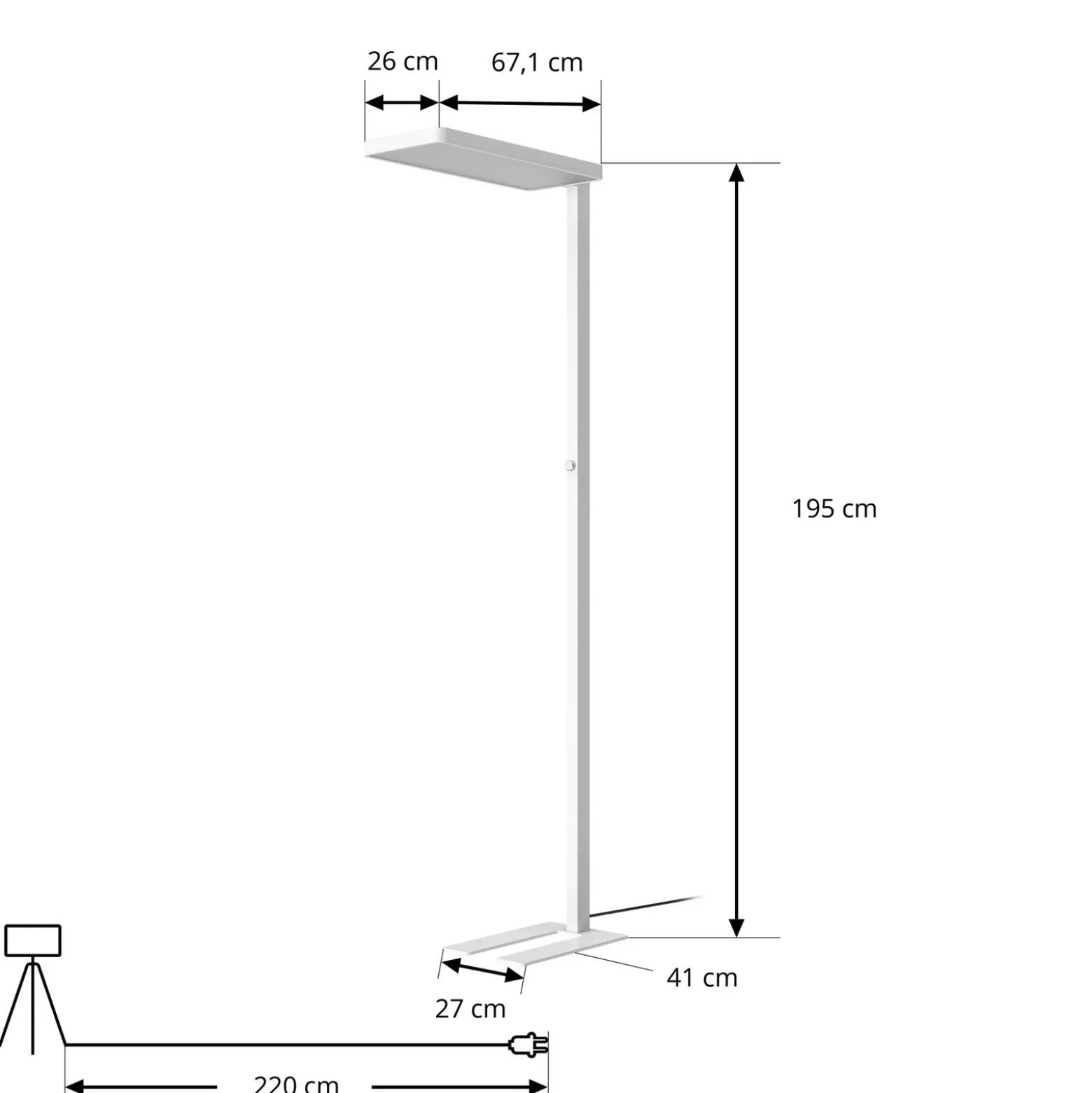 Arcchio lámpara de pie LED Timon, 195 cm, blanca, 54 W, aluminio