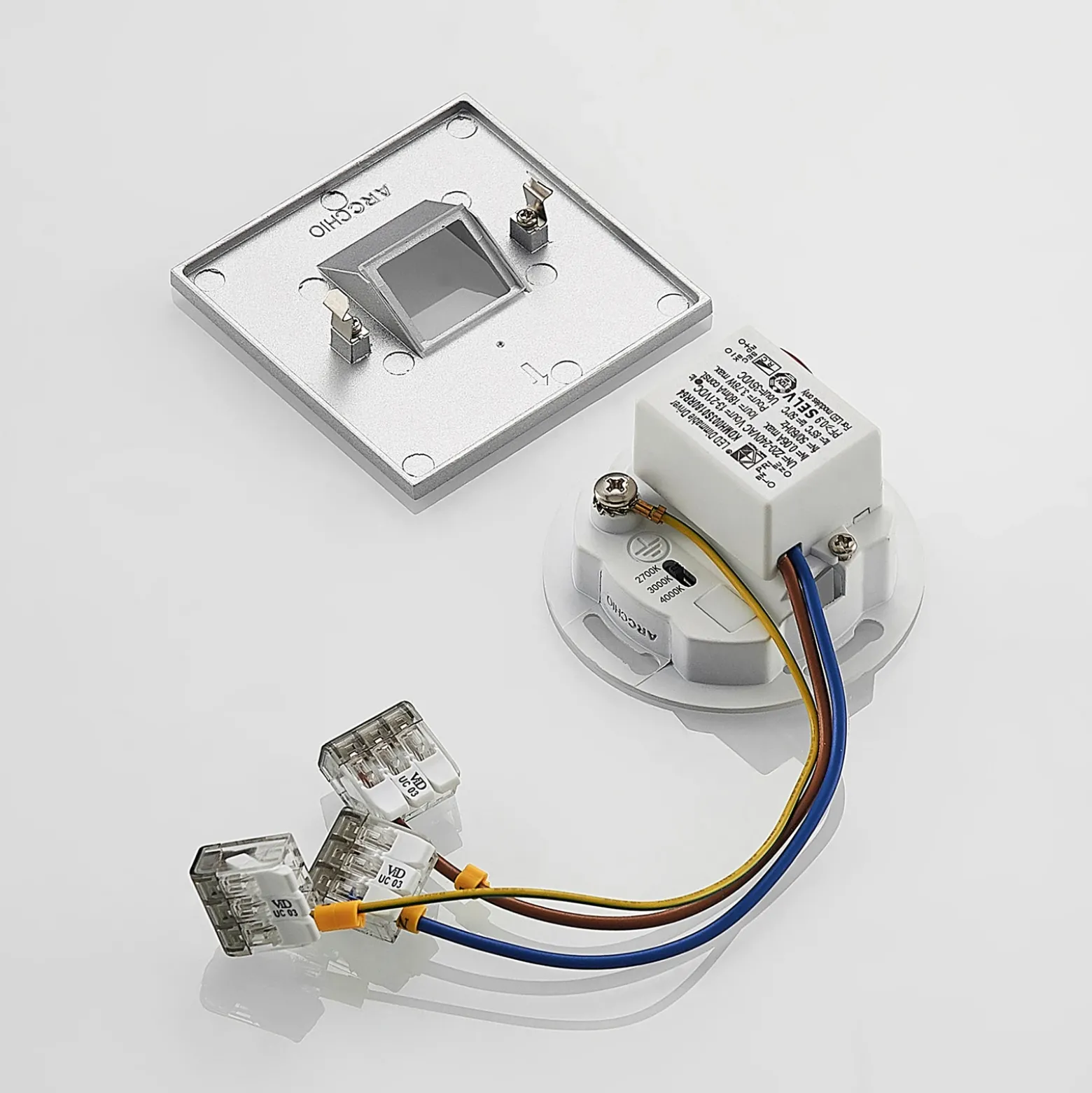 Arcchio Lámpara empotrable LED Vexi, 7,5 cm x 7,5 cm, plata, CCT