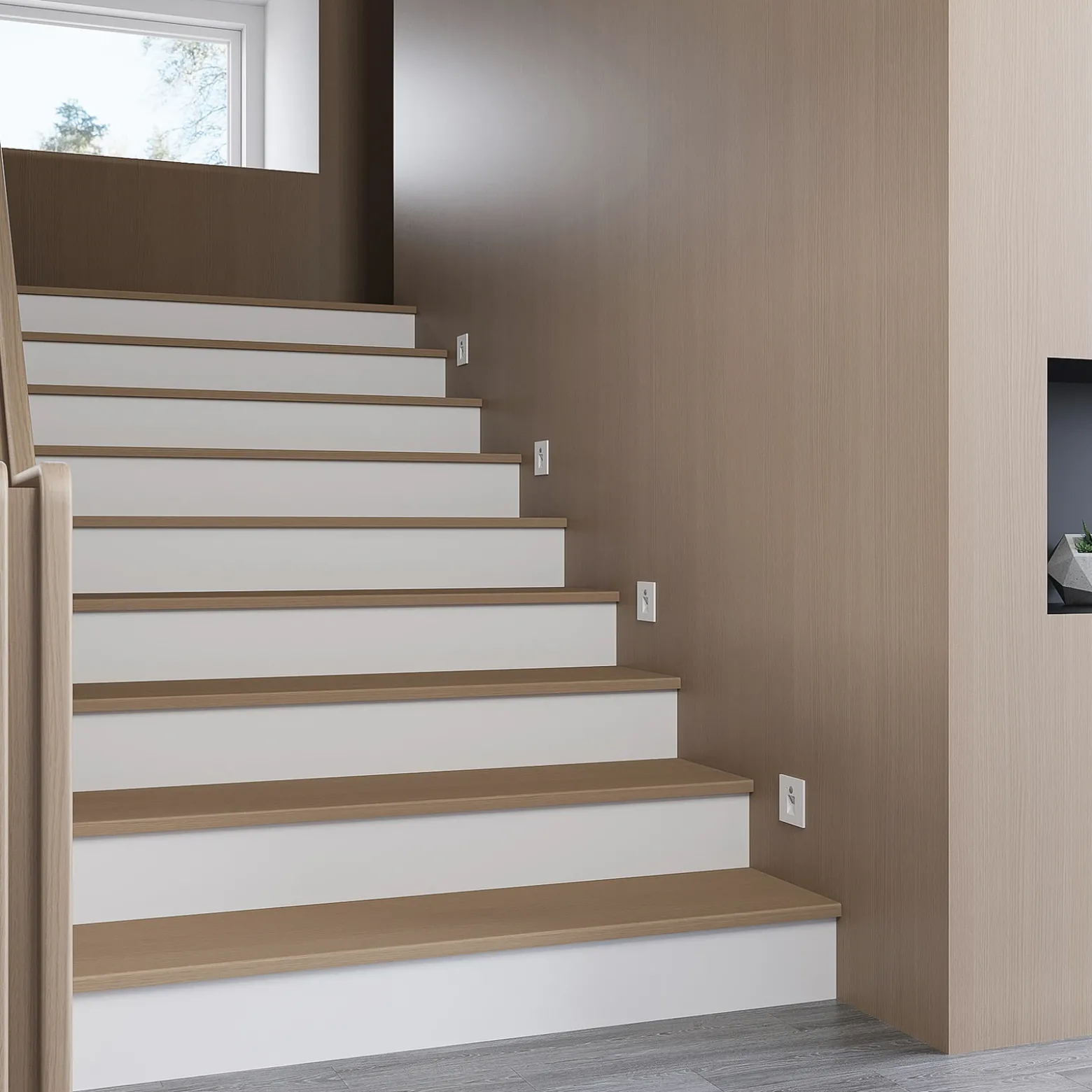 Arcchio Lámpara empotrable LED Neru, 7 cm, blanca, angular, sensor