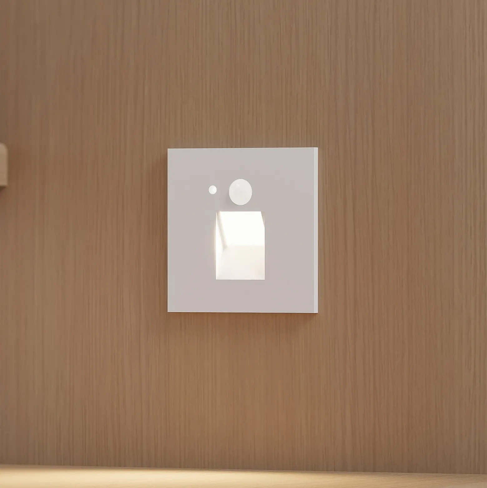 Arcchio Lámpara empotrable LED Neru, 7 cm, blanca, angular, sensor