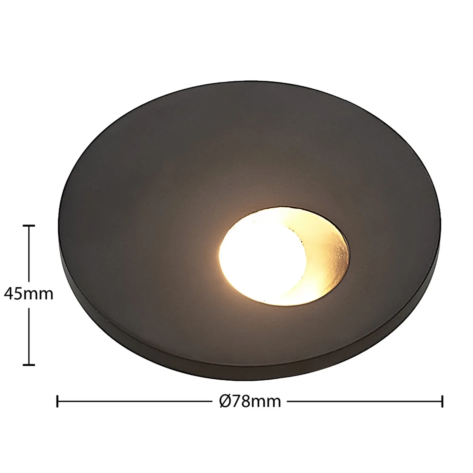Arcchio Lámpara empotrable LED Vexi, Ø 7,5 cm, negro, aluminio, CCT