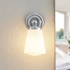 Arcchio Mahdi aplique para baño, cromo, cristal, 11cm, IP44