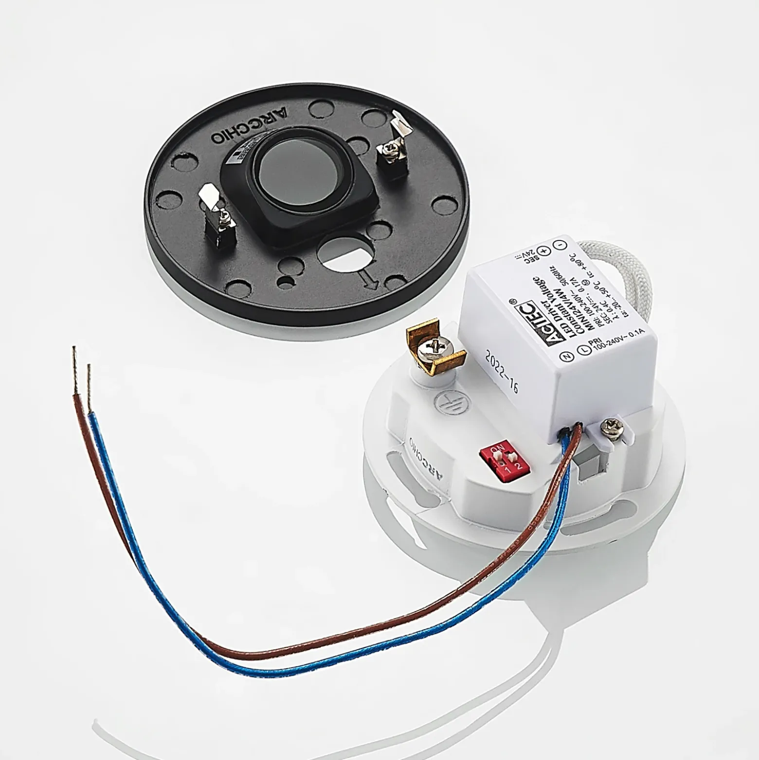 Arcchio Neru empotrada LED, sensor, redondo negro
