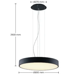 Arcchio Noabelle lámpara colgante LED, negro 80 cm