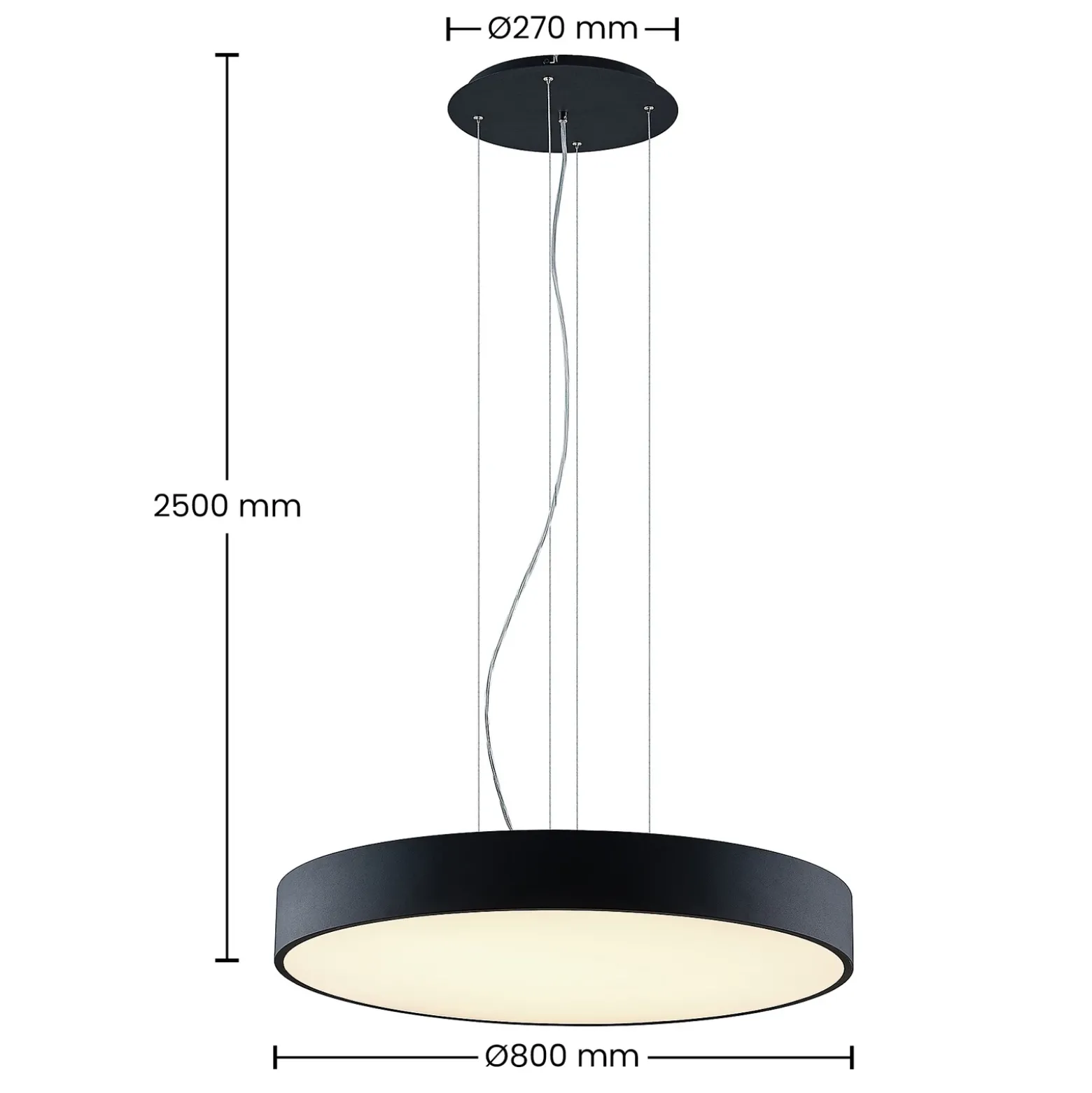 Arcchio Noabelle lámpara colgante LED, negro 80 cm