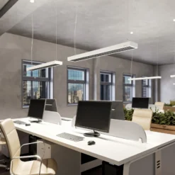 Arcchio Susi lámpara colgante LED de oficina, blanca, 120 cm, 4.000K, DALI