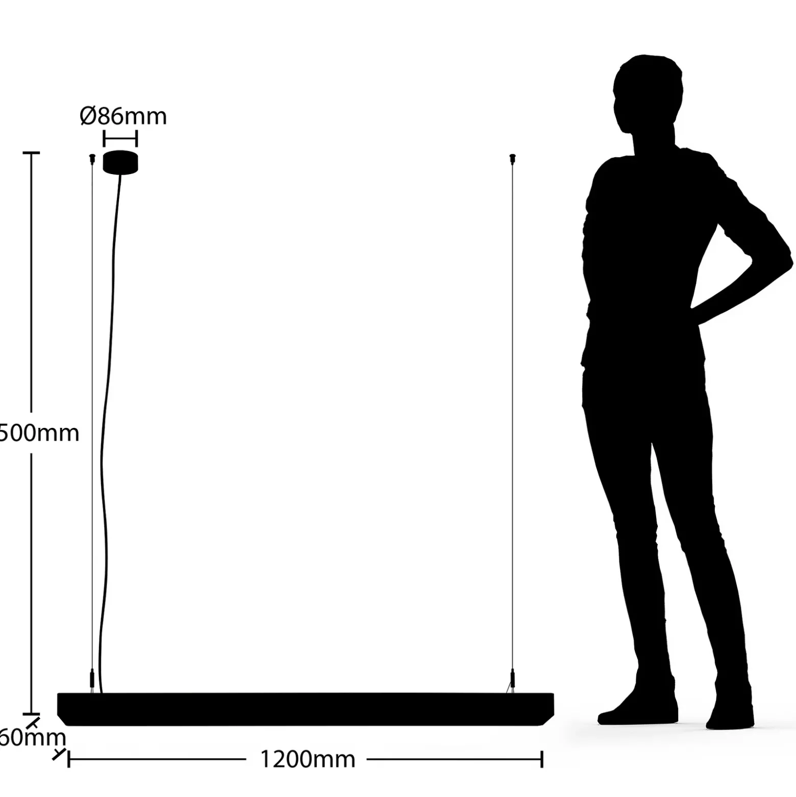Arcchio Susi lámpara colgante LED de oficina, negro, 120cm, 4000K, DALI