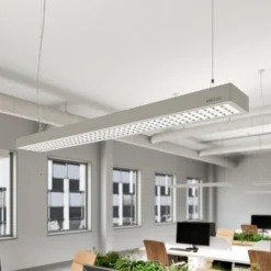 Arcchio Susi lámpara colgante LED de oficina, plata, 120 cm, 4000K, DALI