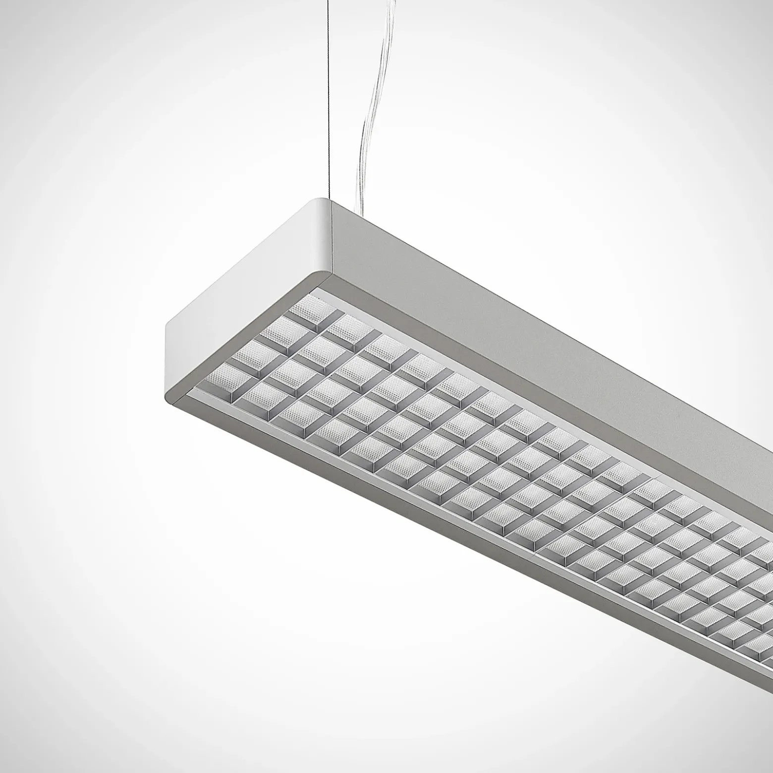 Arcchio Susi lámpara colgante LED de oficina, plata, 120 cm, 4000K, DALI