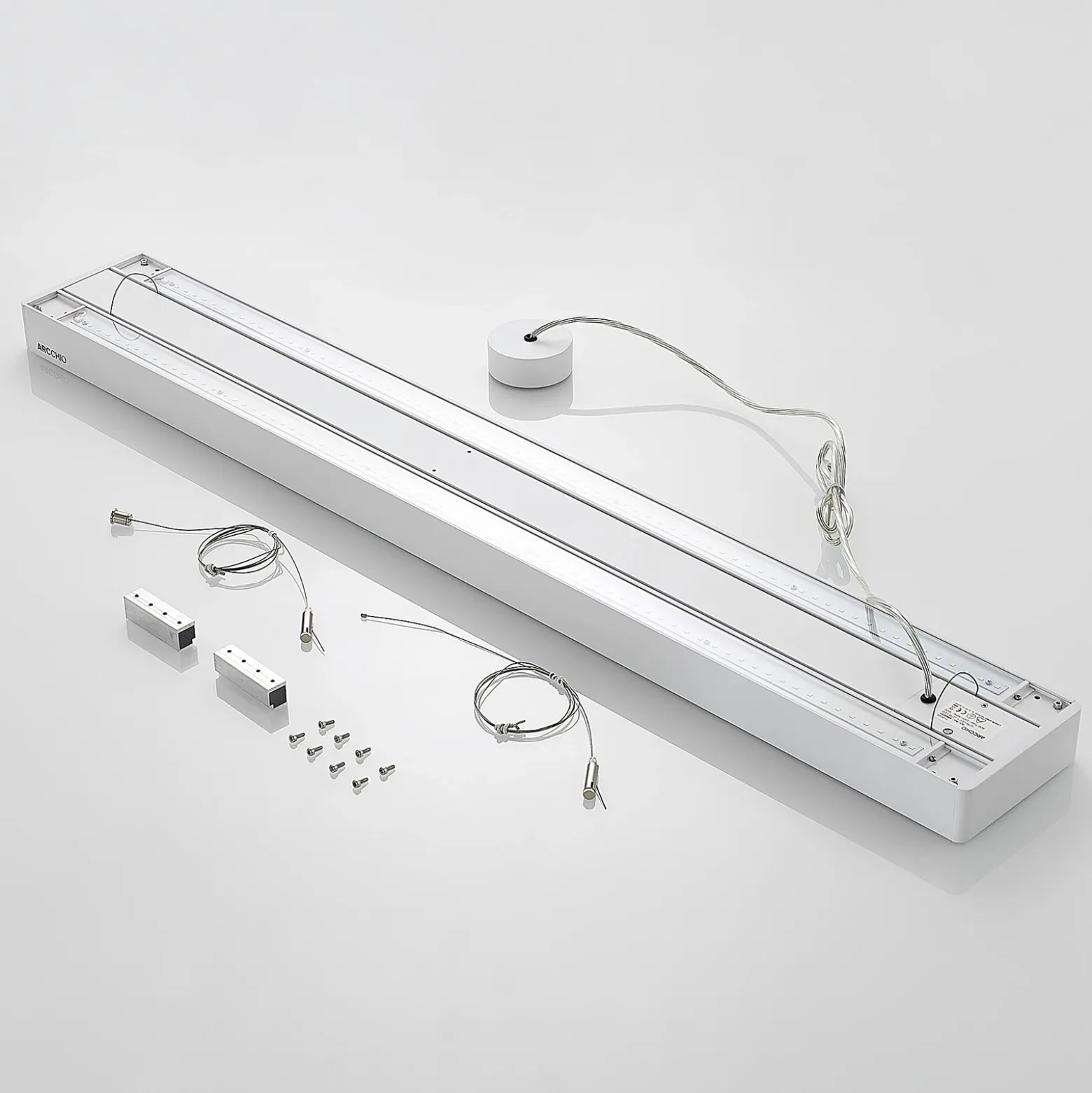 Arcchio Susi lámpara colgante LED de oficina, blanca, 120 cm, 4.000K, DALI