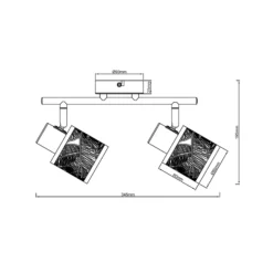 Bano downlight de techo, longitud 34,5 cm, negro mate, 2 luces.