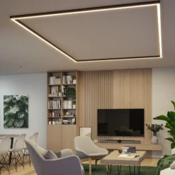 Barra de luz LED Linion de Paulmann, negra, esquina de 90°, 3000 K