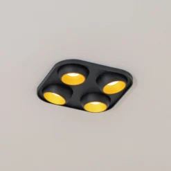 Bega LED foco empotrable Studio Line negro/latón, 4 luces.