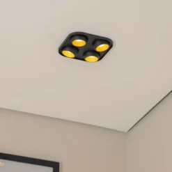 Bega LED foco empotrable Studio Line negro/latón, 4 luces.