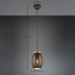 Bidar lámpara colgante, Ø 15 cm, negro-oro, metal