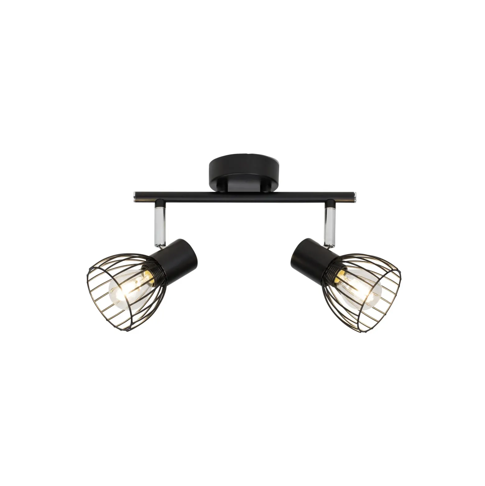 Blacky downlight de techo, longitud 31 cm, negro, 2 luces, metal