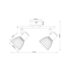 Blacky downlight de techo, longitud 31 cm, negro, 2 luces, metal