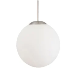 Bollique lámpara colgante, acero, blanco opal, cristal, redonda de 5 luces
