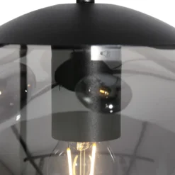 Bollique lámpara colgante, gris ahumado/negro, cristal, 5 luces