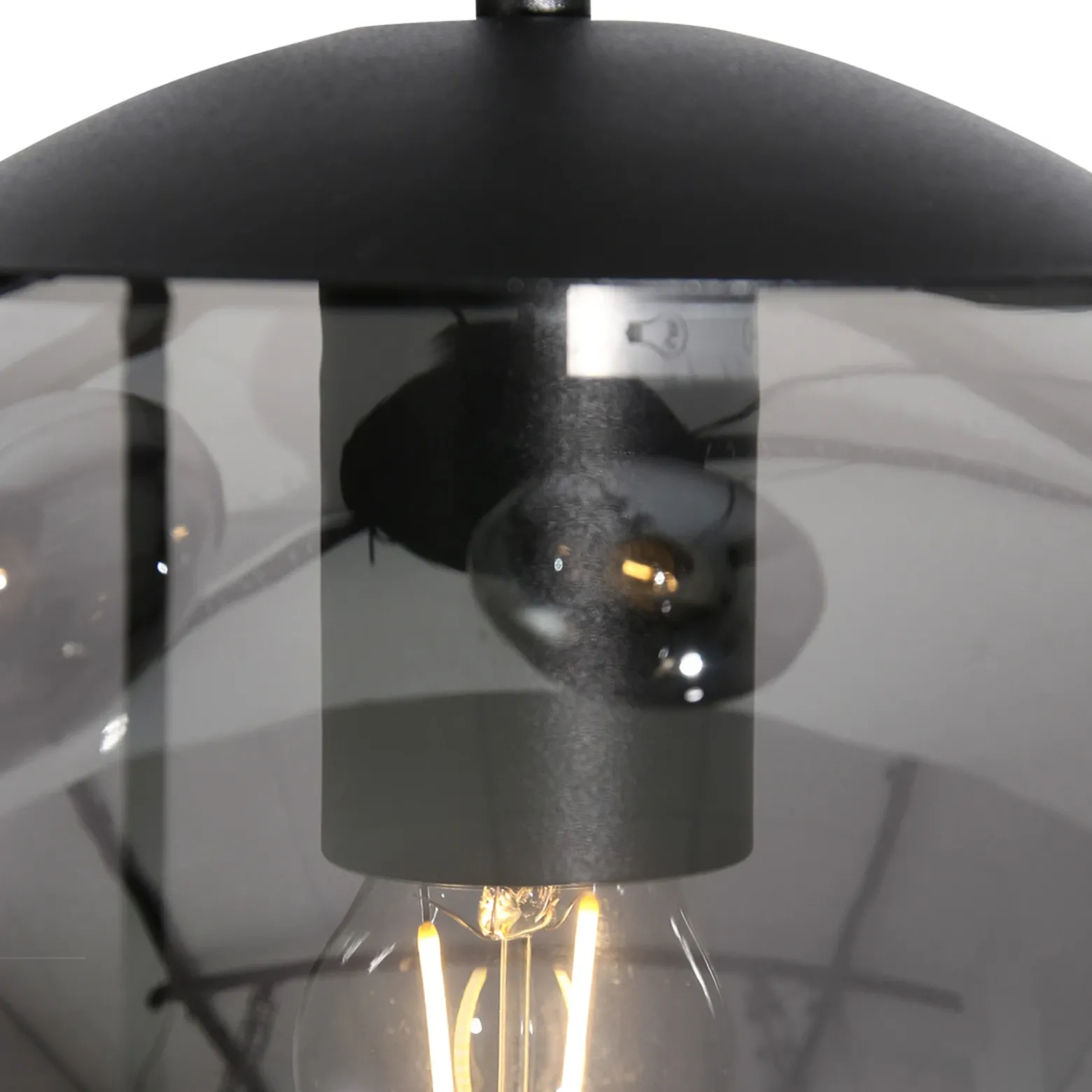 Bollique lámpara colgante, gris ahumado/negro, cristal, 5 luces