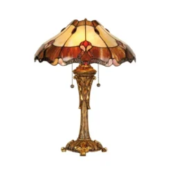 Bonita lámpara de mesa Cambria, estilo Tiffany