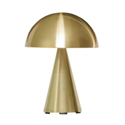 Bonita lámpara de mesa LED recargable Mush, latón, IP44 atenuable