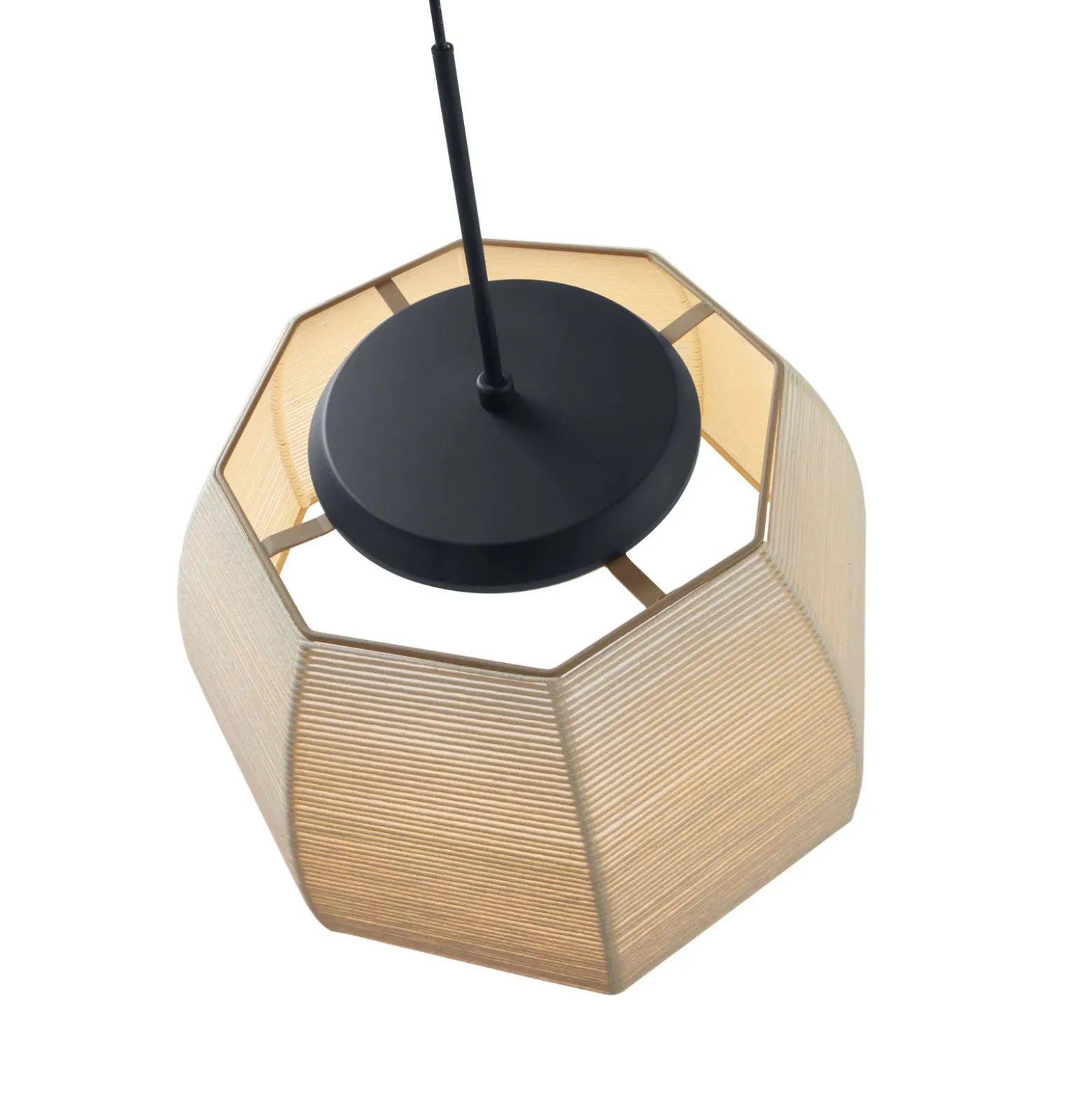 Bover lámpara colgante LED Tanit, Ø 61 cm, negro/beige, tela