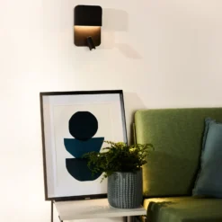 Boxer Aplique de pared LED con foco, negro
