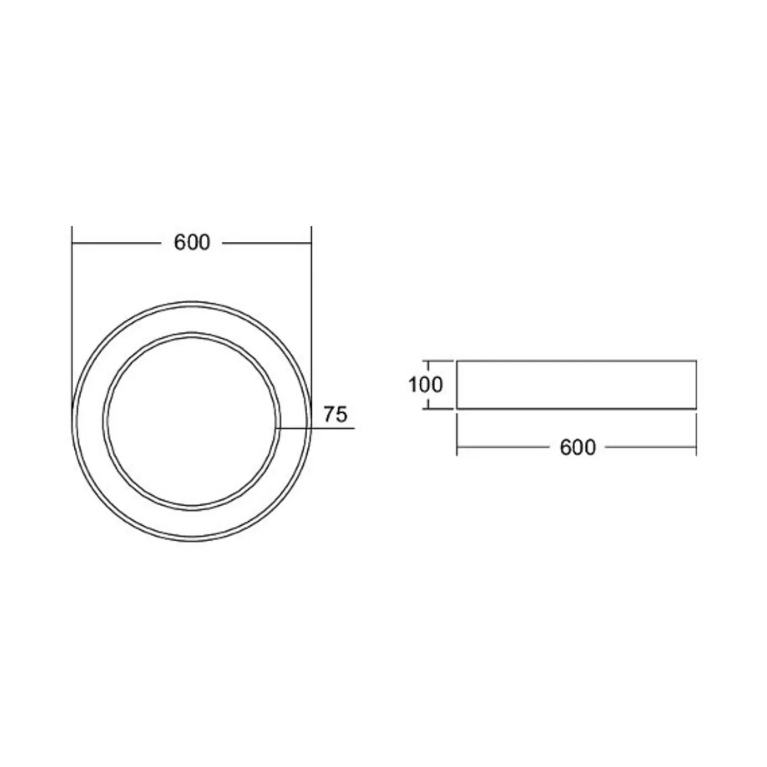 BRUMBERG Anillo circular Biro Ø 60cm, 40 W, encendido/apagado, negro, 830