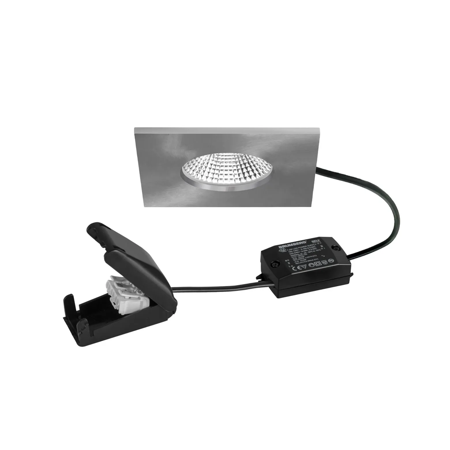 BRUMBERG foco LED BB21 IP65 caja de conexiones on/off níquel mate