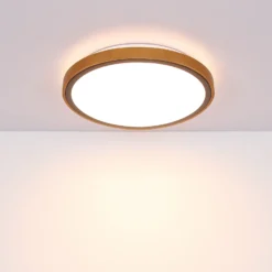 Bruno Plafón LED con marco de madera CCT Ø 30 cm
