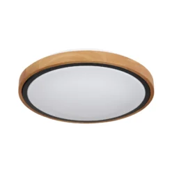Bruno Plafón LED con marco de madera CCT Ø 30 cm