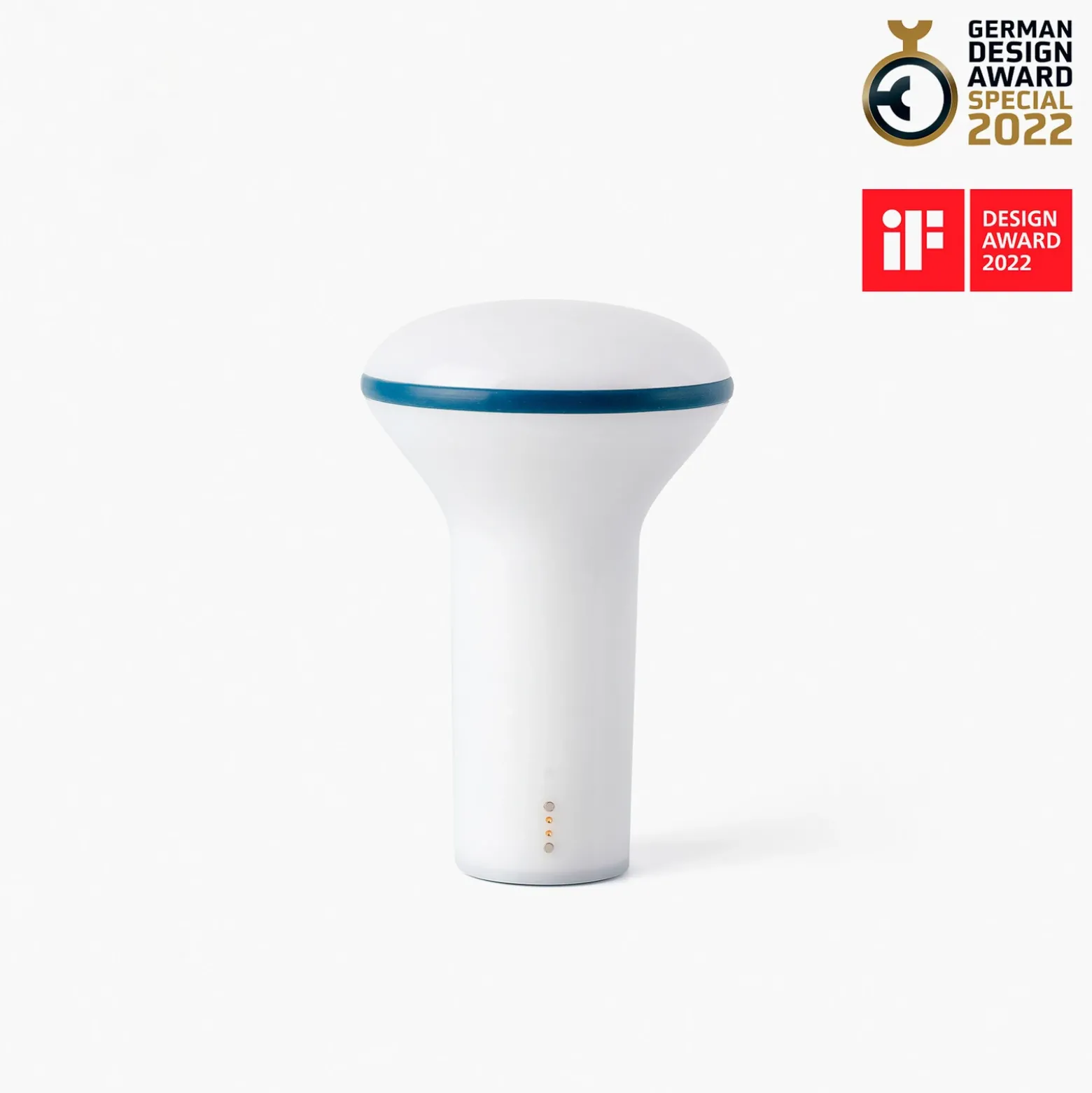 Buddy lámpara de mesa LED recargable, blanco/azul, policarbonato, Ø 11 cm
