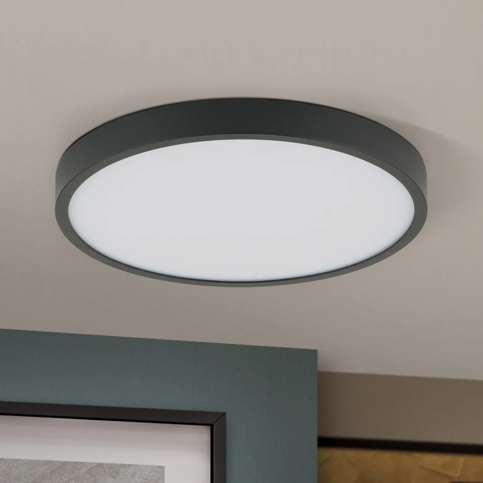Bully Plafón LED en negro, 3.000 K, Ø24cm