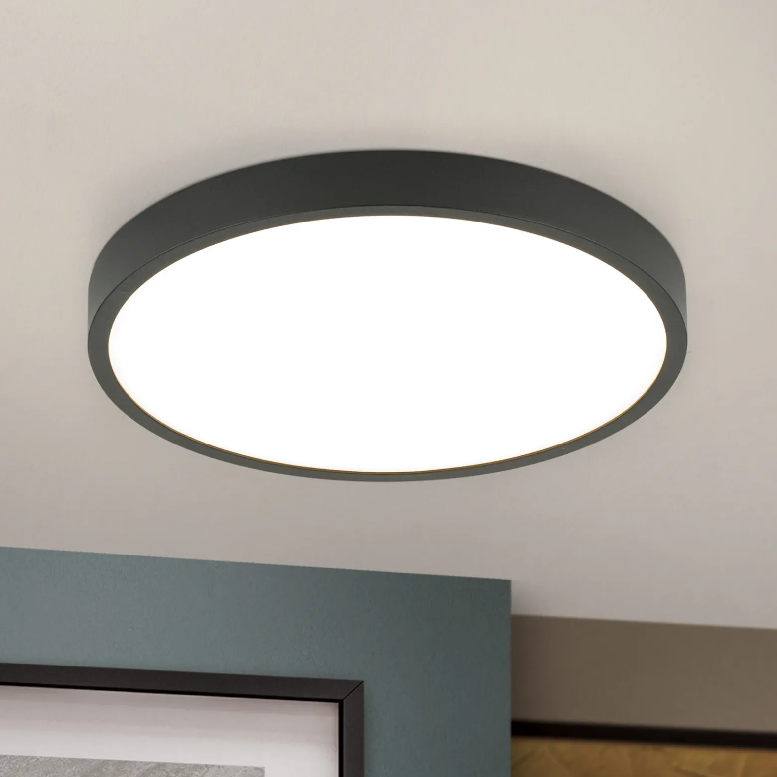 Bully Plafón LED en negro, 3.000 K, Ø24cm