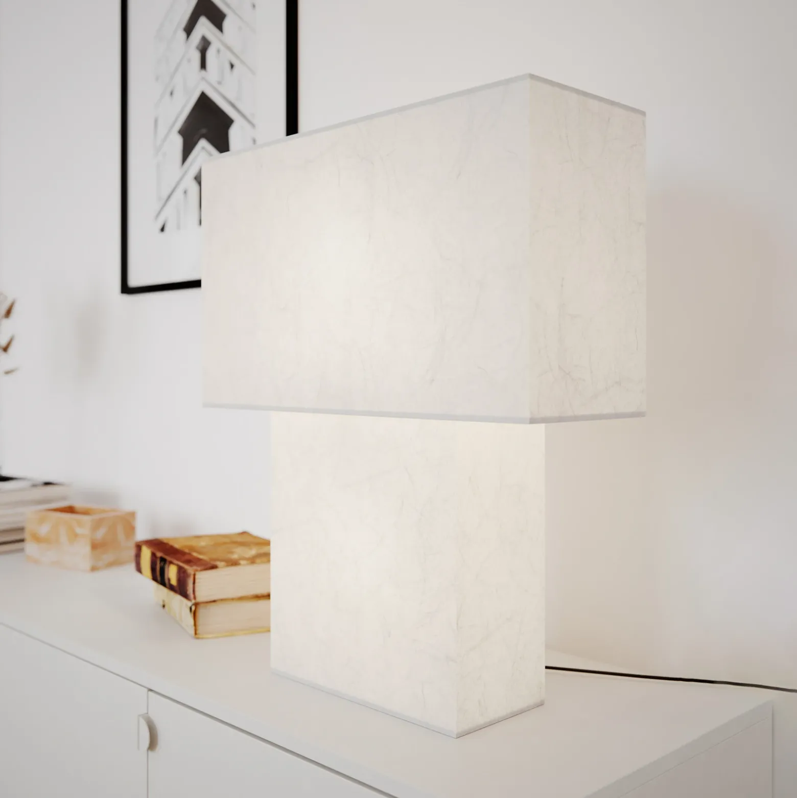 By Rydéns lámpara de mesa iSquare, blanca, altura 50 cm