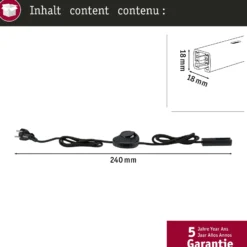 Cable de alimentación y interruptor Paulmann URail, negro mate, 2,4 m