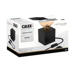 Calex lámpara de mesa en forma cubo, negro