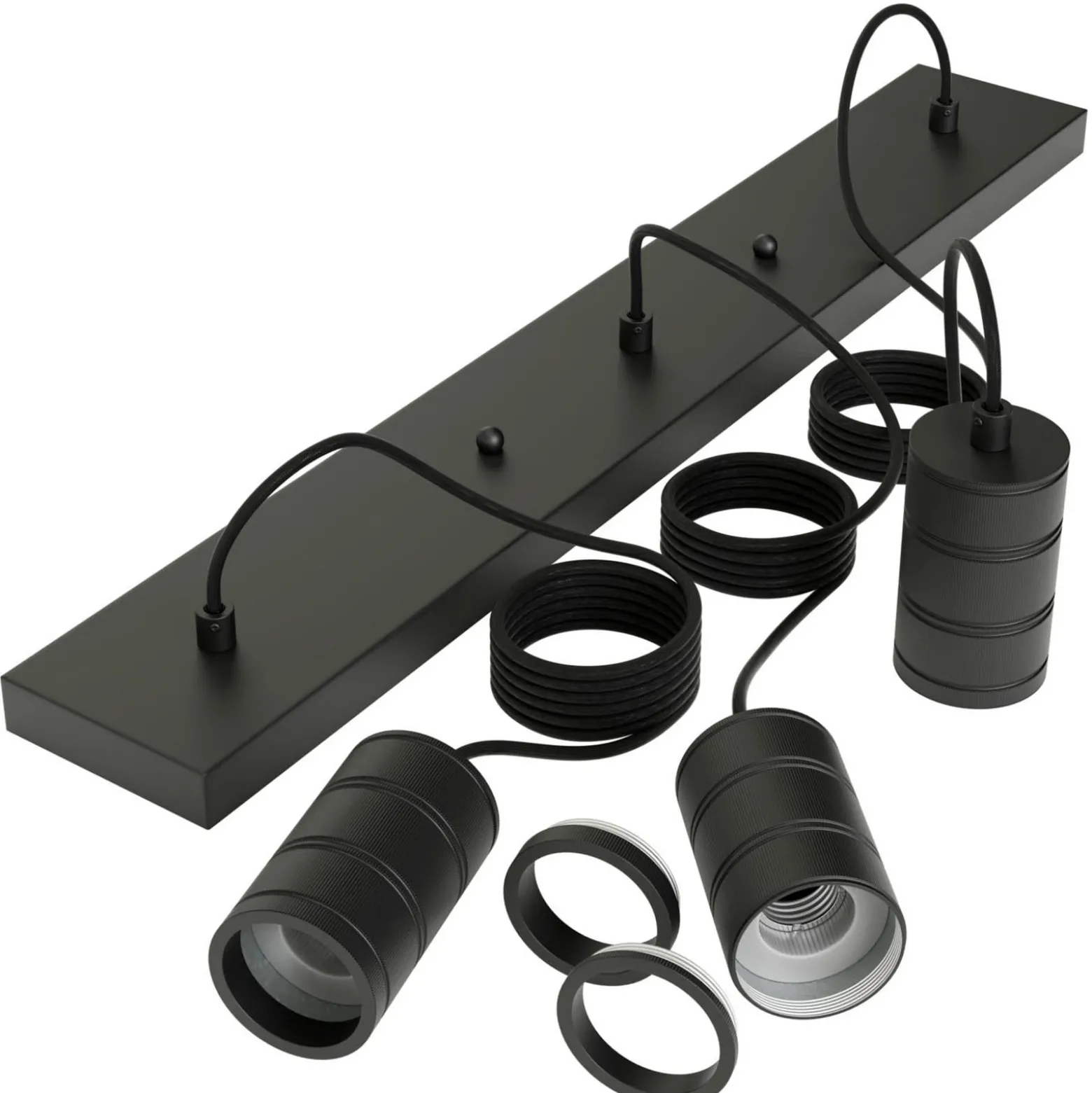 Calex Retro lámpara colgante angular 3 luces negro